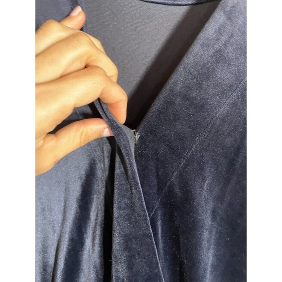 Anthropologie Saturday Sunday Jumpsuit Women L Blue Velvet Lounge Classic - Picture 8 of 9